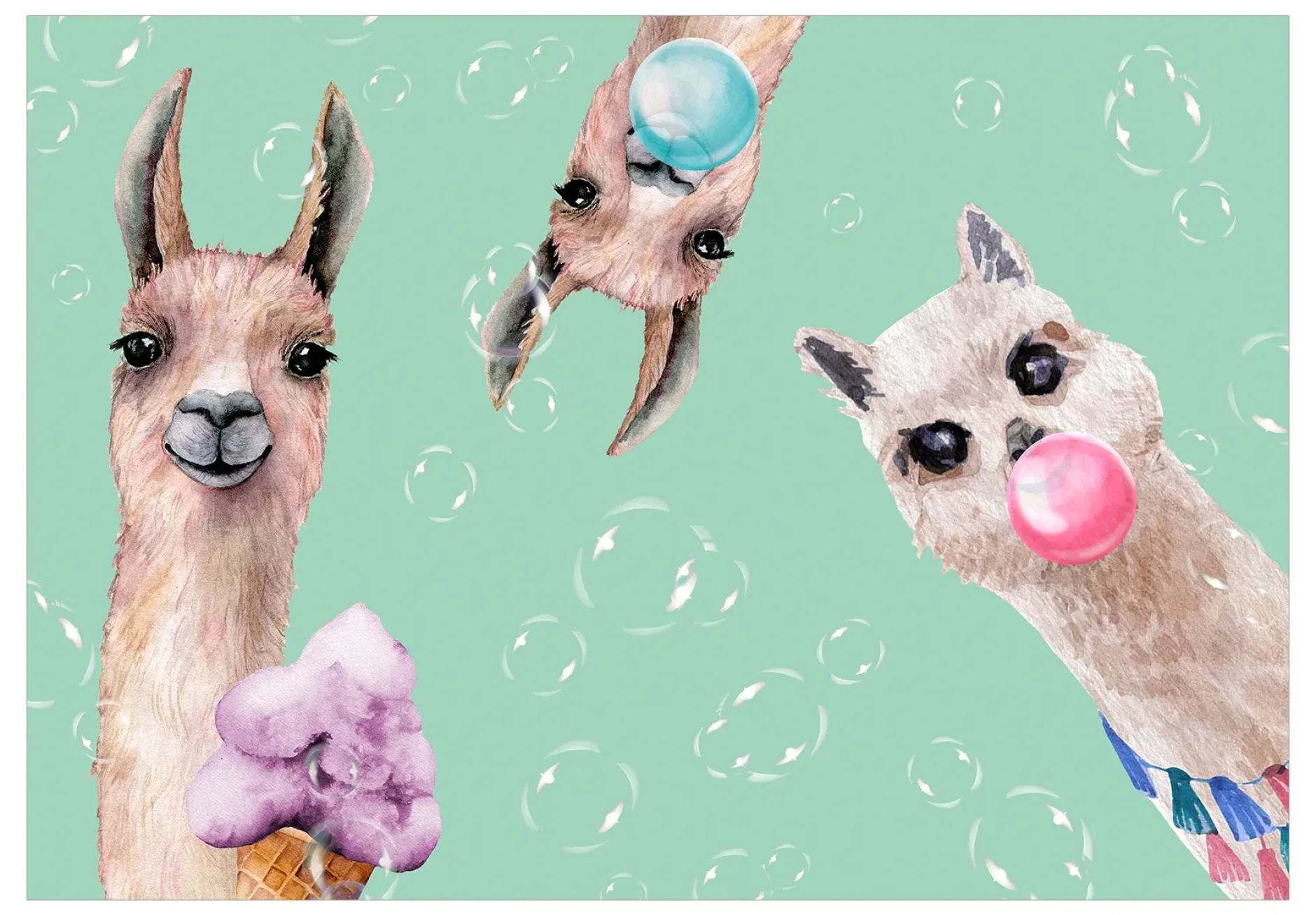 Selbstklebende Tapete 'Crazy Llamas'