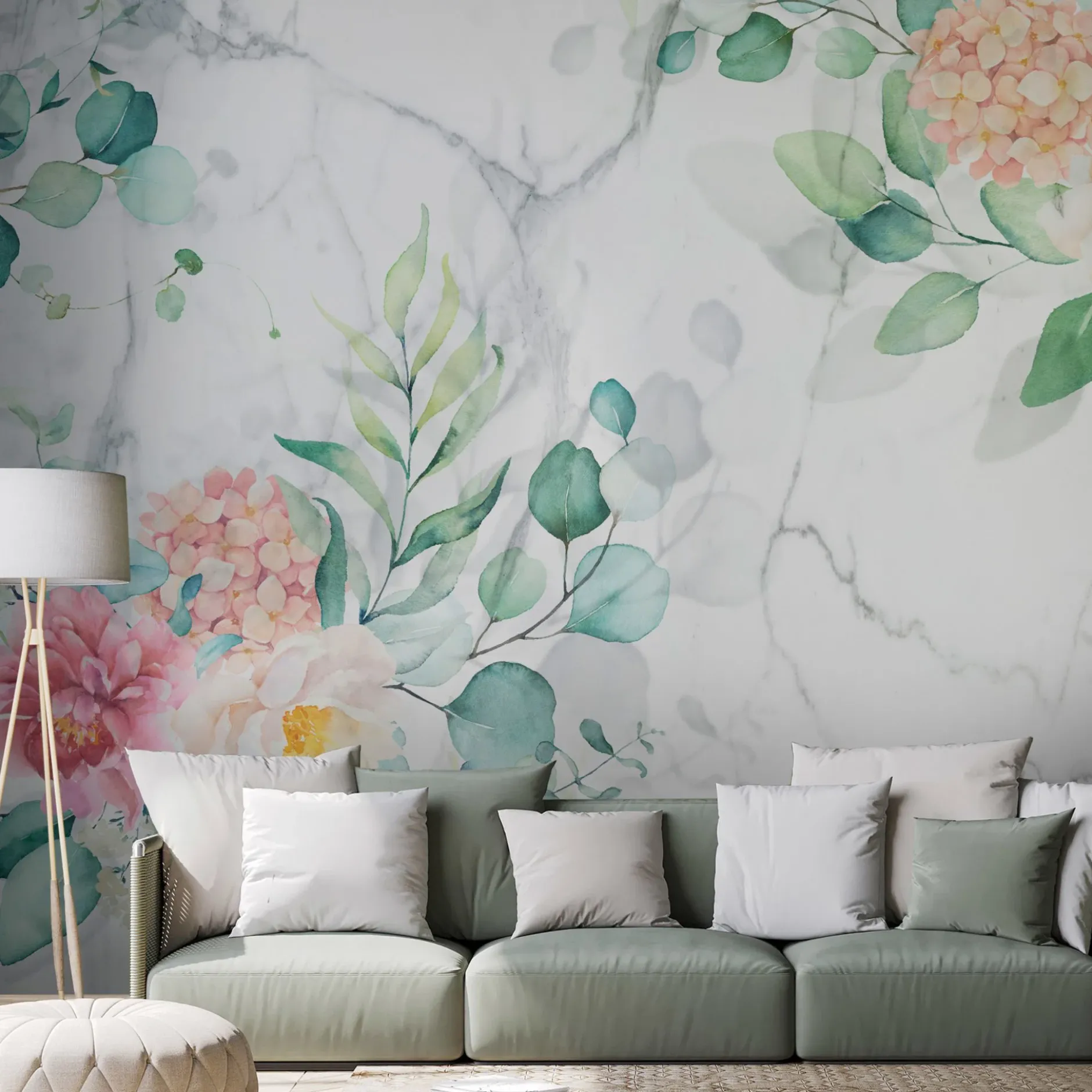 Selbstklebende Tapete 'Flowery Marble'