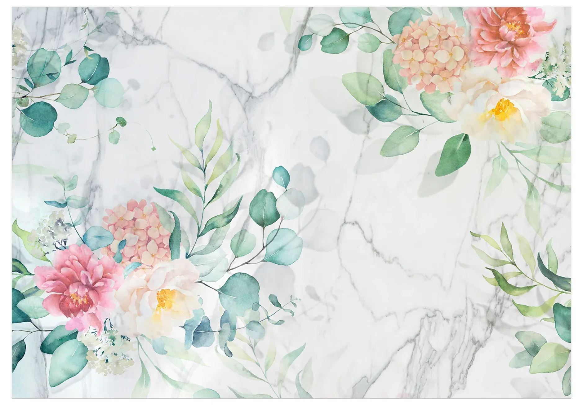 Selbstklebende Tapete 'Flowery Marble'