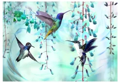 Selbstklebende Tapete 'Flying Hummingbirds (Green)'