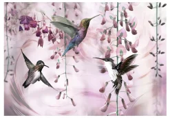 Selbstklebende Tapete 'Flying Hummingbirds (Pink)'