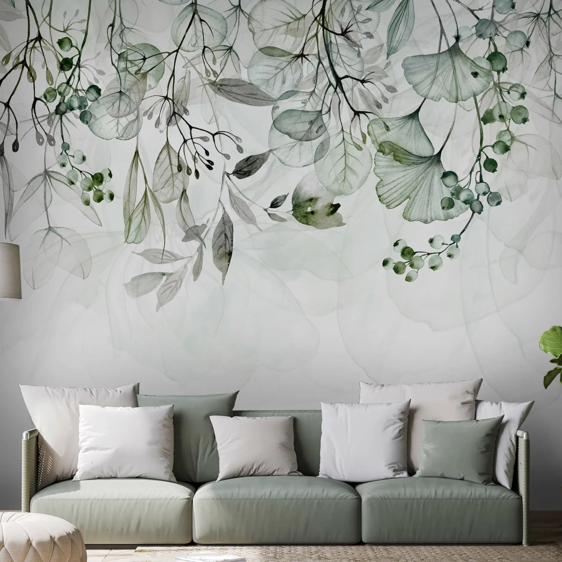 Selbstklebende Tapete 'Foggy Nature - Green'