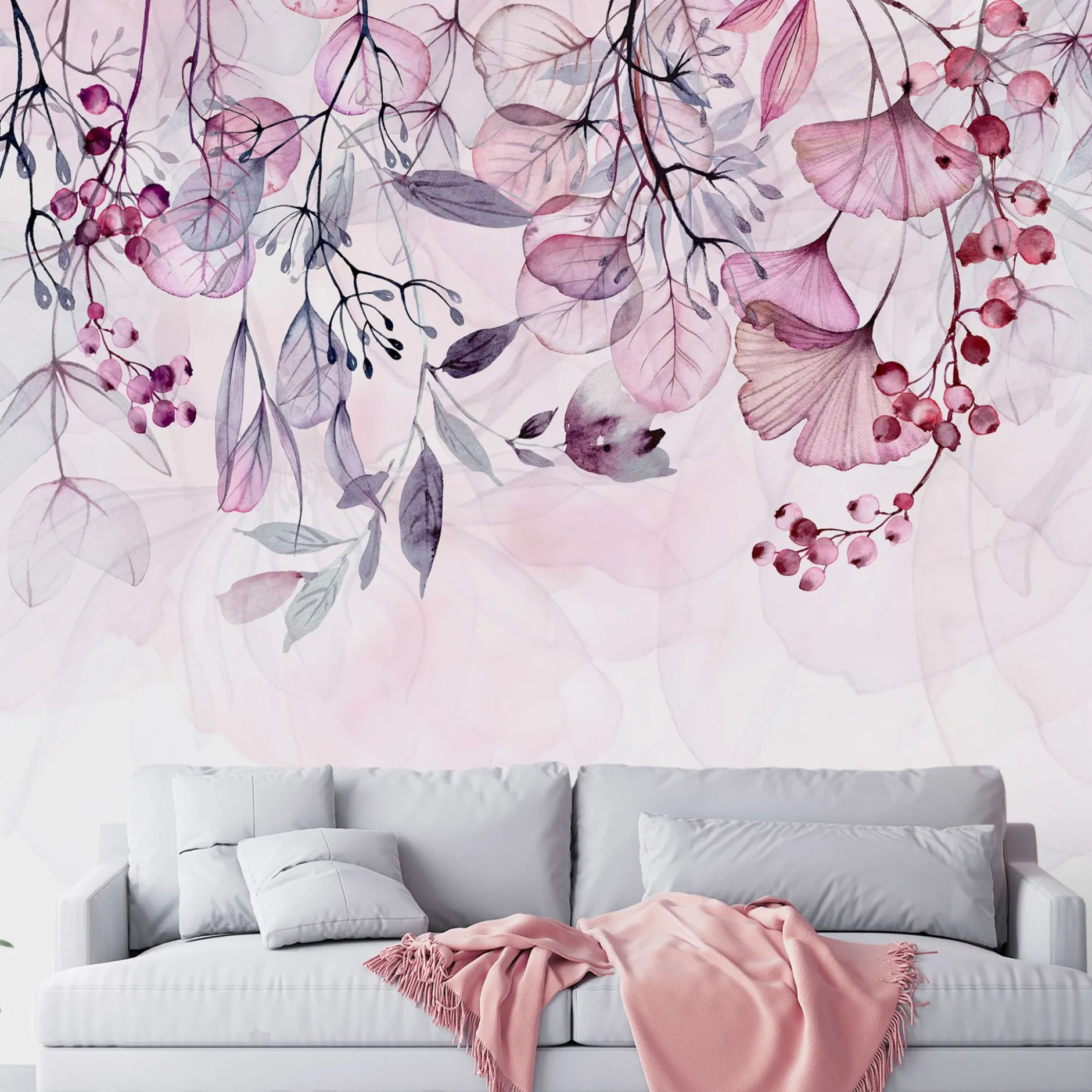 Selbstklebende Tapete 'Foggy Nature - Pink'