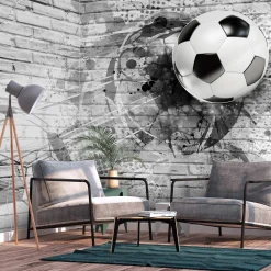 Selbstklebende Tapete 'Fußball Sport schwarz - weiß'