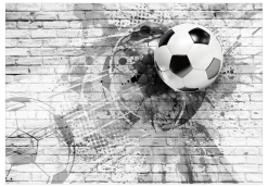 Selbstklebende Tapete 'Fußball Sport schwarz - weiß'