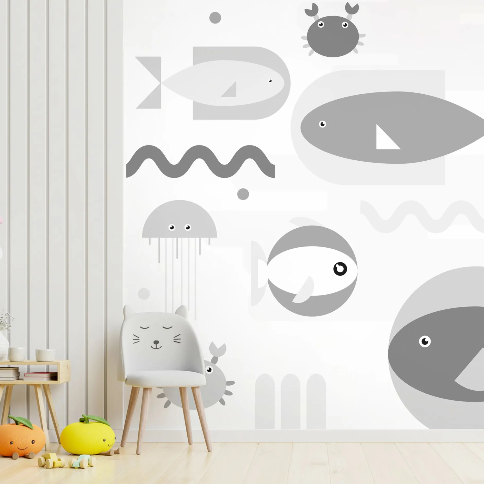 Selbstklebende Tapete 'Geometric Fish - Third Variant'