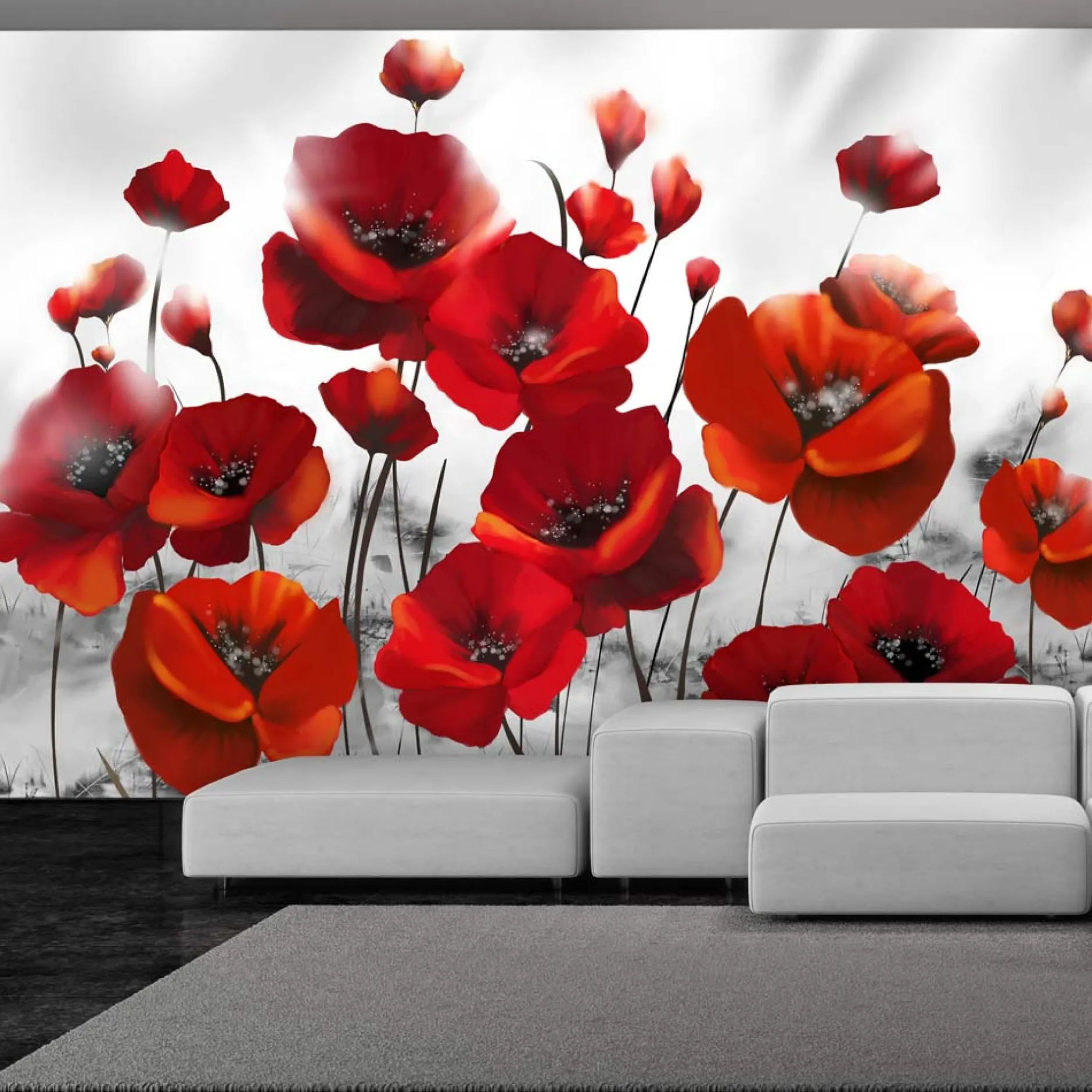 Selbstklebende Tapete 'Glowing poppies'