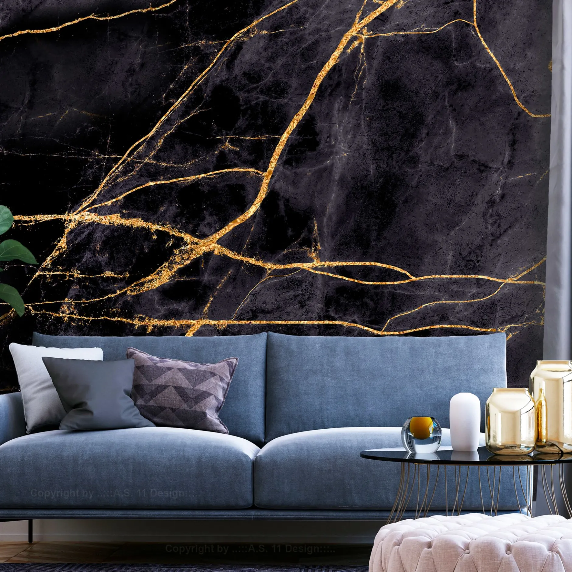 Selbstklebende Tapete 'Golden Paths'