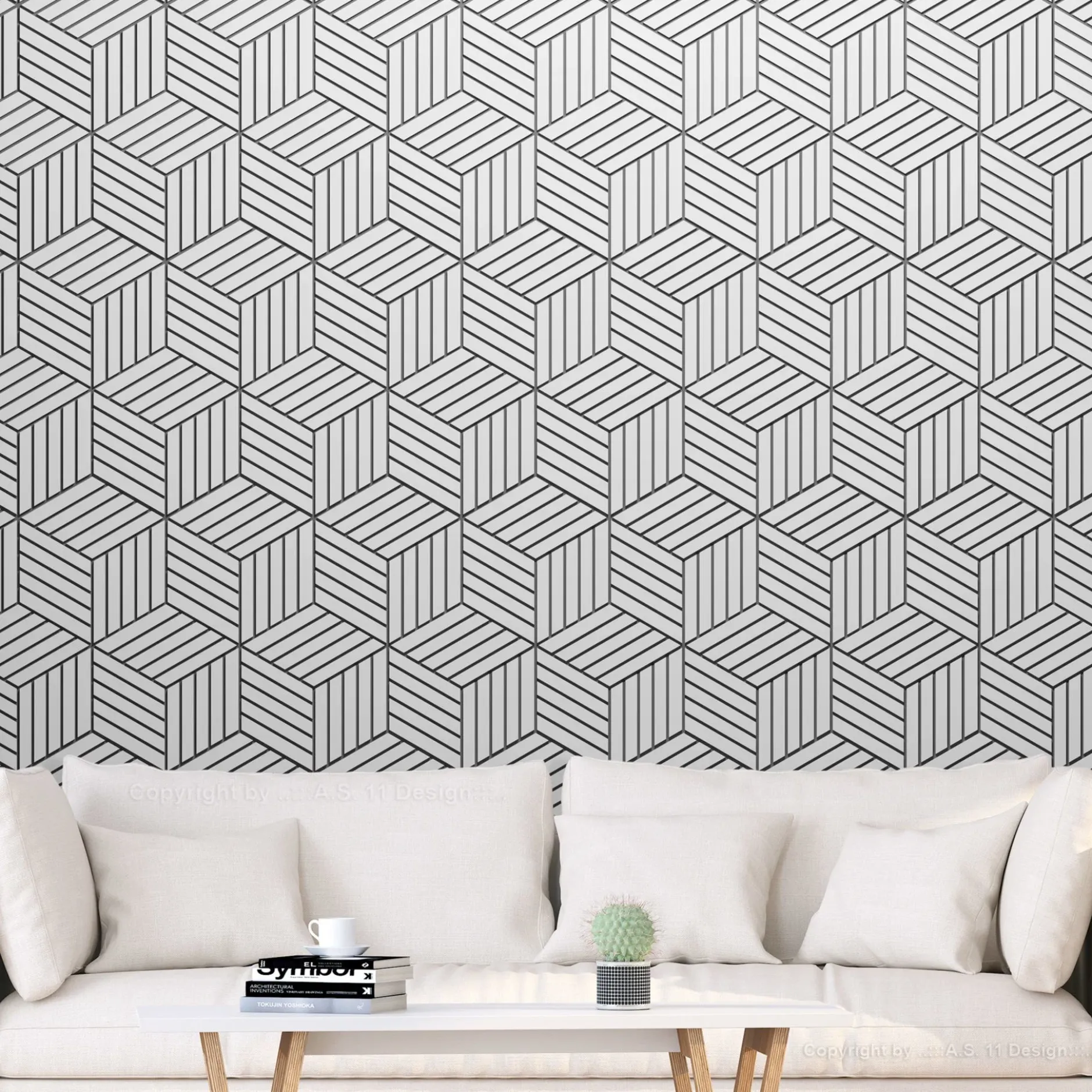 Selbstklebende Tapete 'Hexagons in Detail'