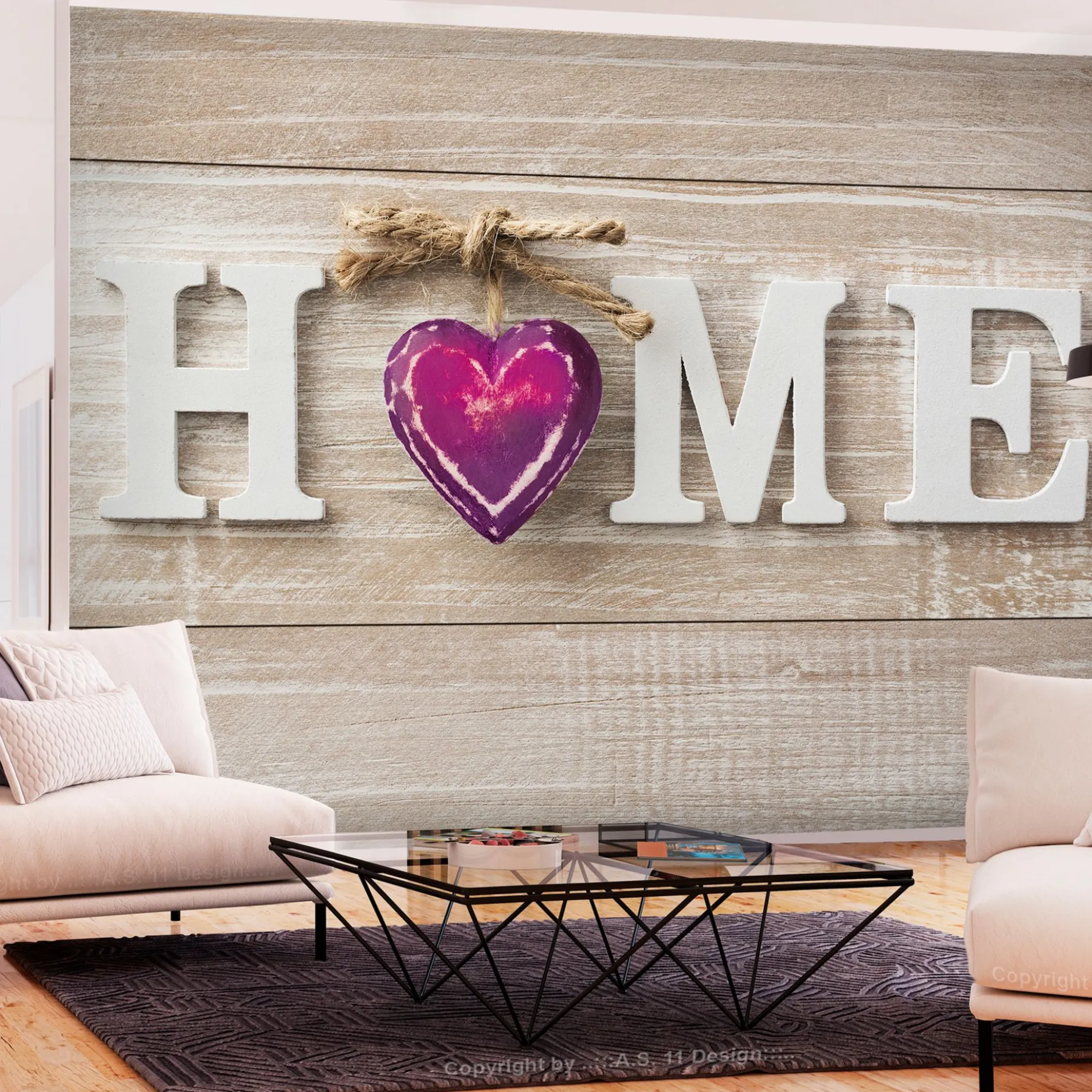 Selbstklebende Tapete 'Home Heart (Violet)'