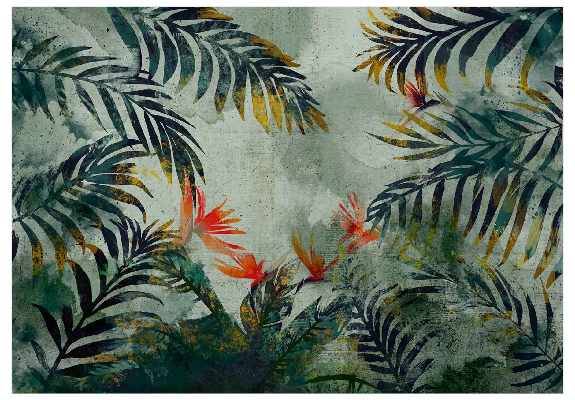 Selbstklebende Tapete 'Jungle Flowers'
