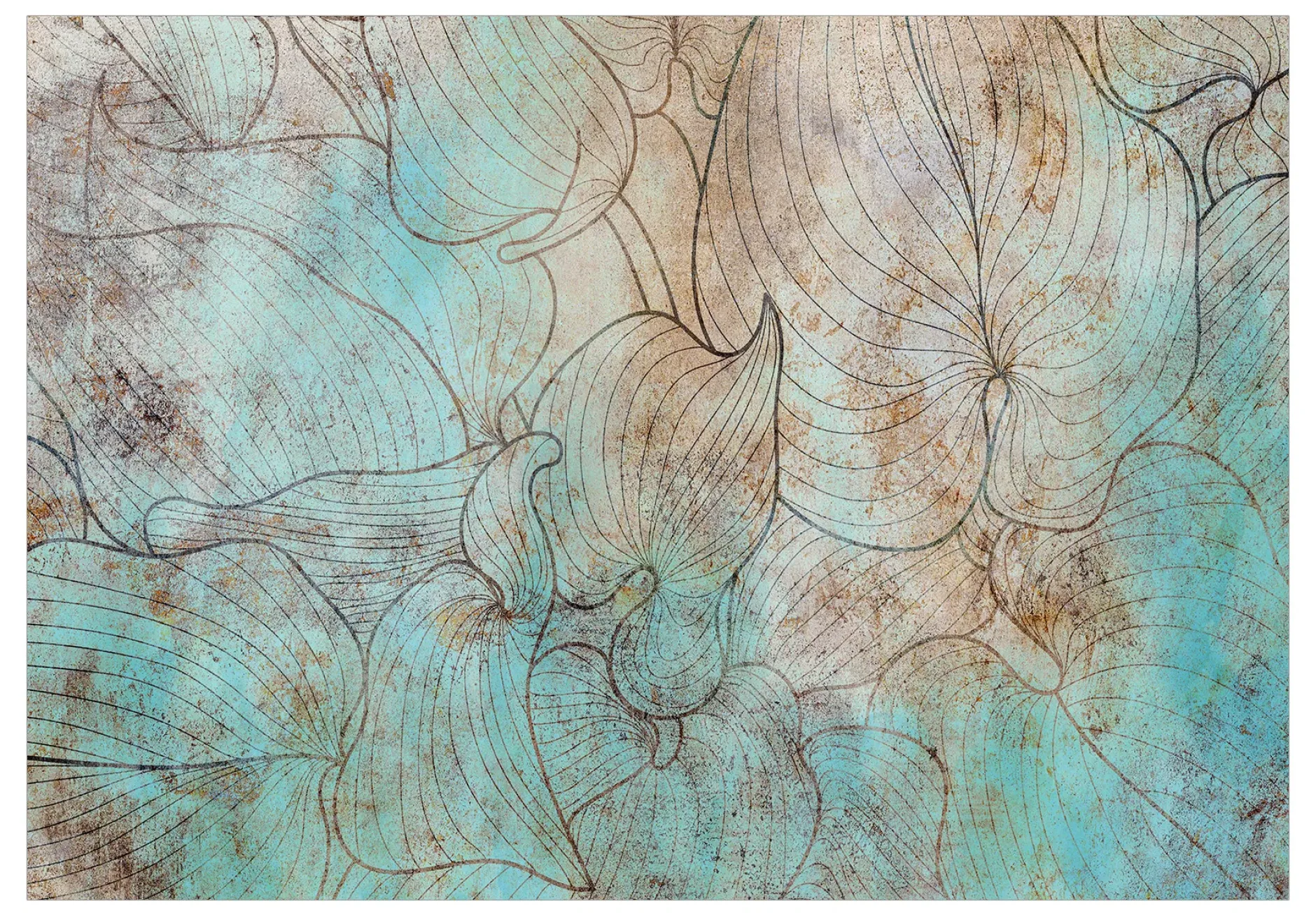 Selbstklebende Tapete 'Leaves in Blue'