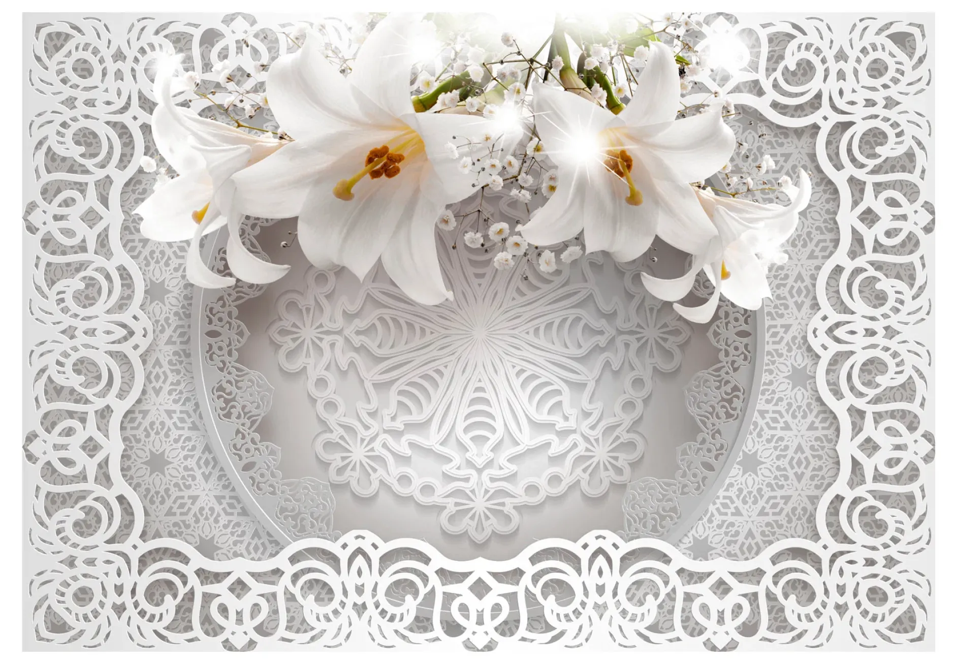 Selbstklebende Tapete 'Lilies and Ornaments'