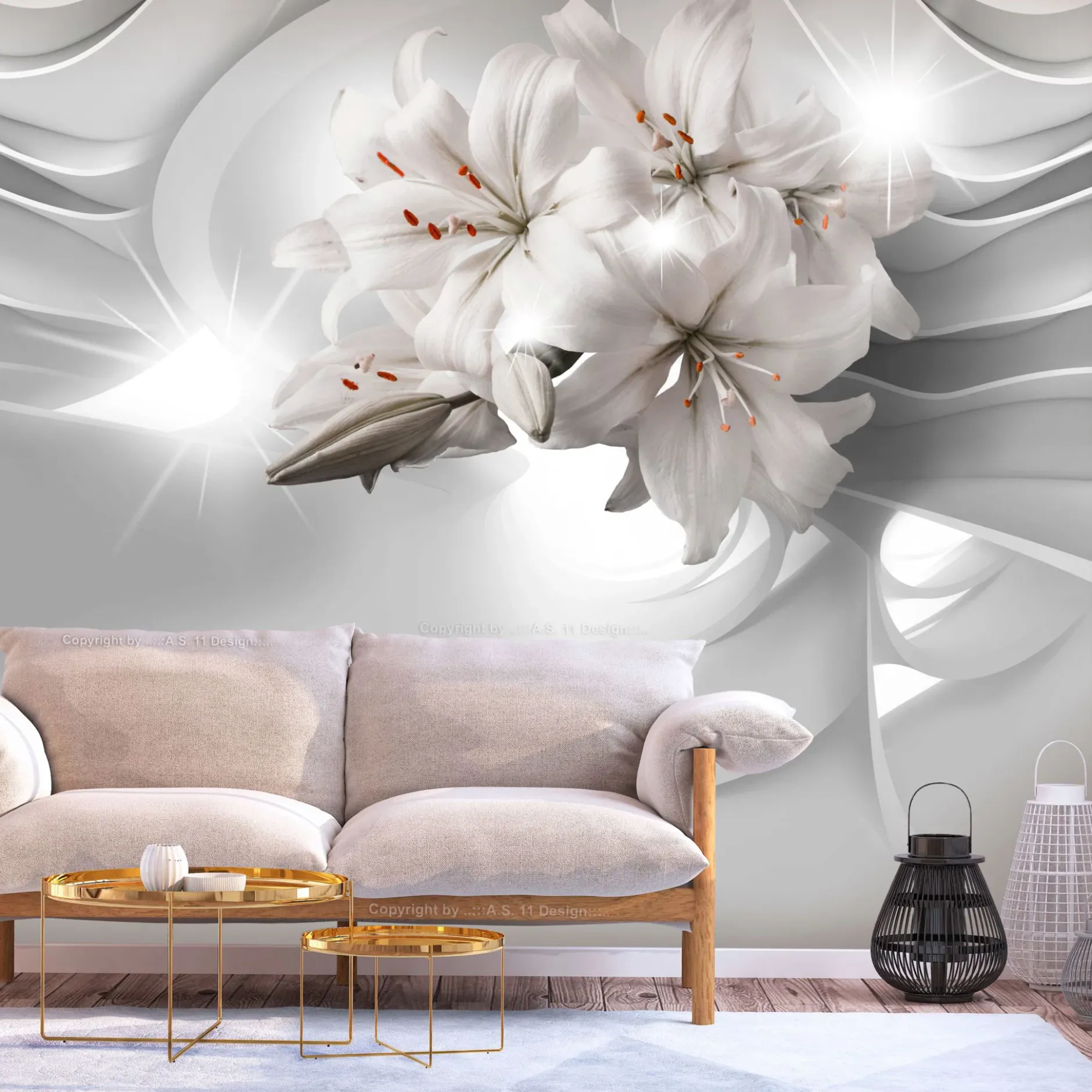 Selbstklebende Tapete 'Lilies in the Tunnel'