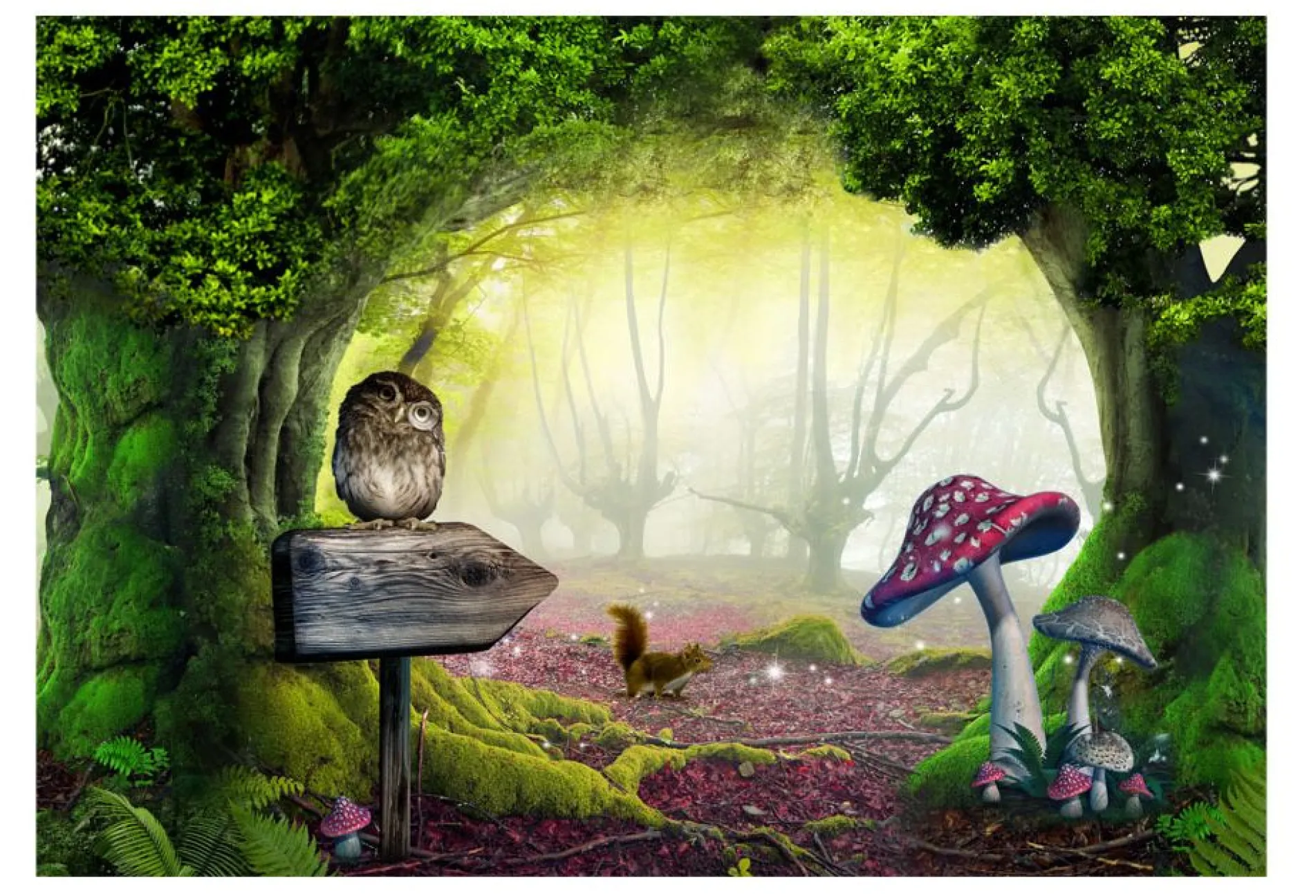 Selbstklebende Tapete 'Owlish corner'