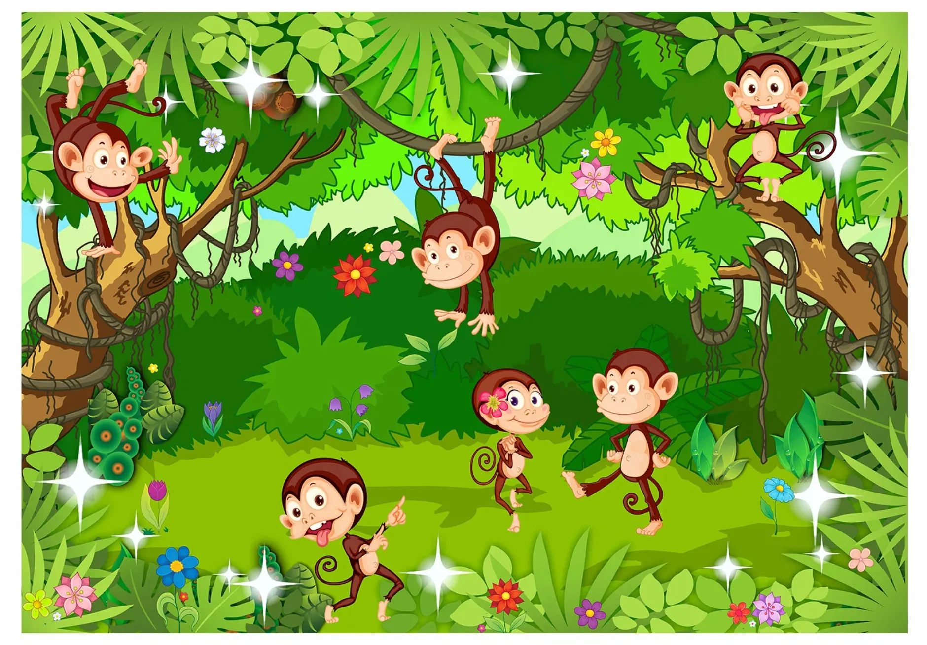 Selbstklebende Tapete 'Playful Monkeys'