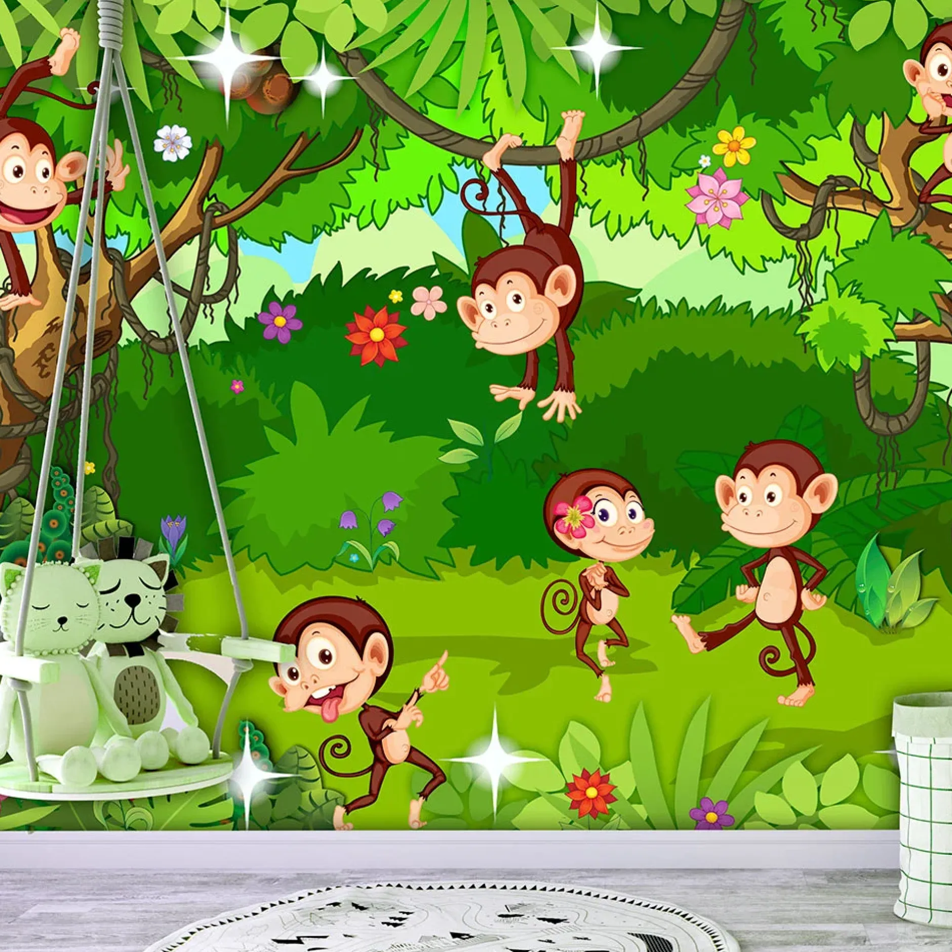 Selbstklebende Tapete 'Playful Monkeys'