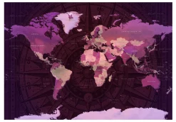 Selbstklebende Tapete 'Purple World Map'