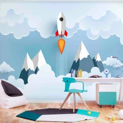 Selbstklebende Tapete 'Rocket in the Clouds'