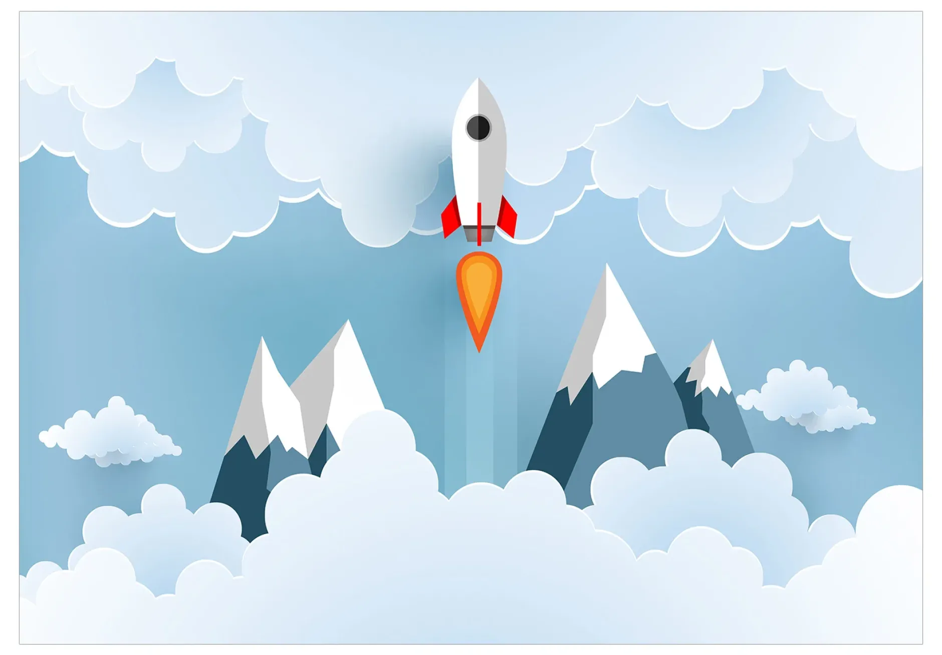 Selbstklebende Tapete 'Rocket in the Clouds'