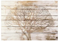 Selbstklebende Tapete 'Tree on Boards'