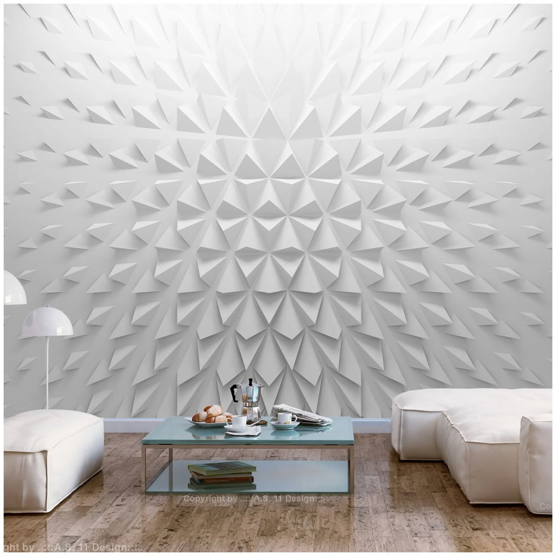 Selbstklebende Tapete 'White Pyramids'