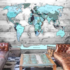 Selbstklebende Tapete 'World Map: Blue Continents'