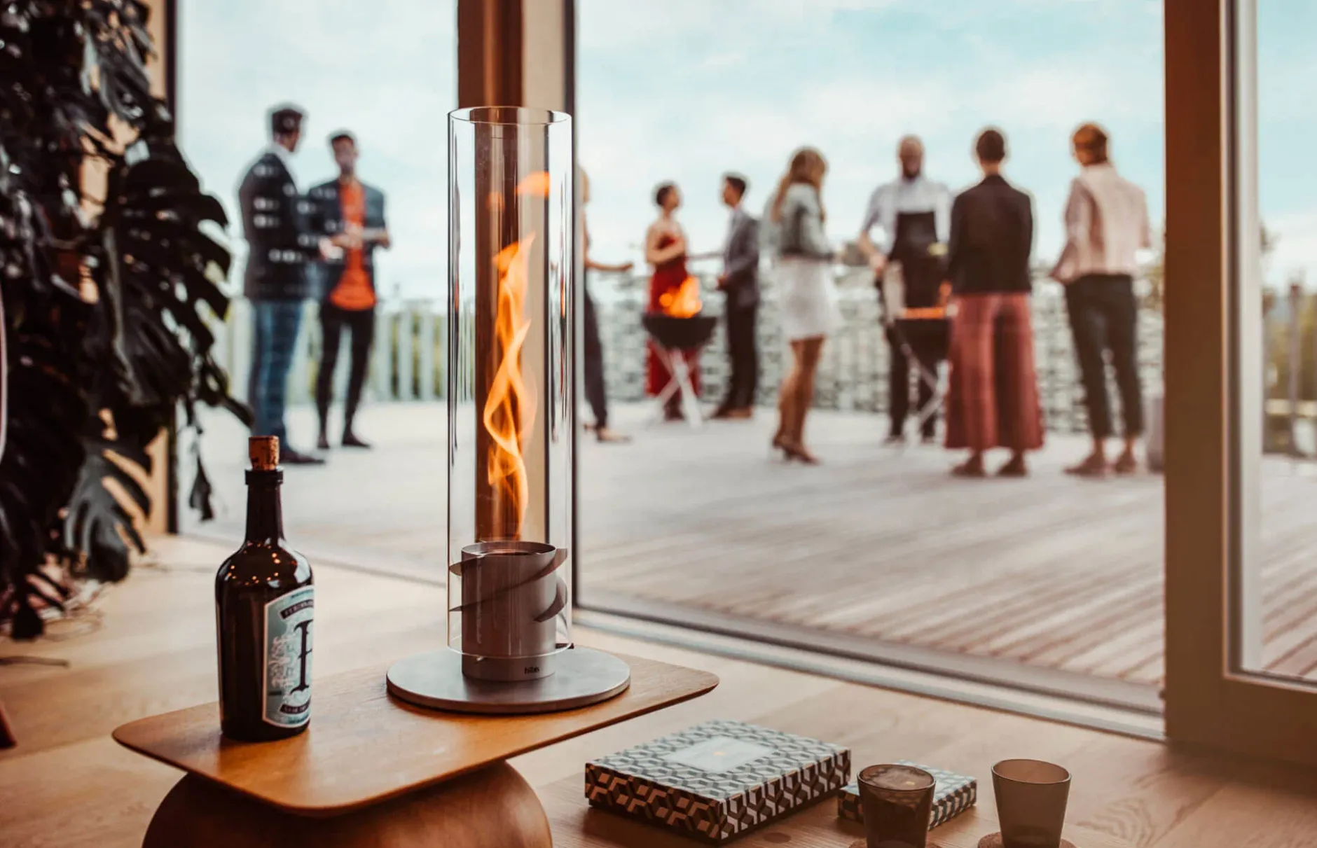 SPIN 90 Tischfeuer grau | Outdoor & Indoor
