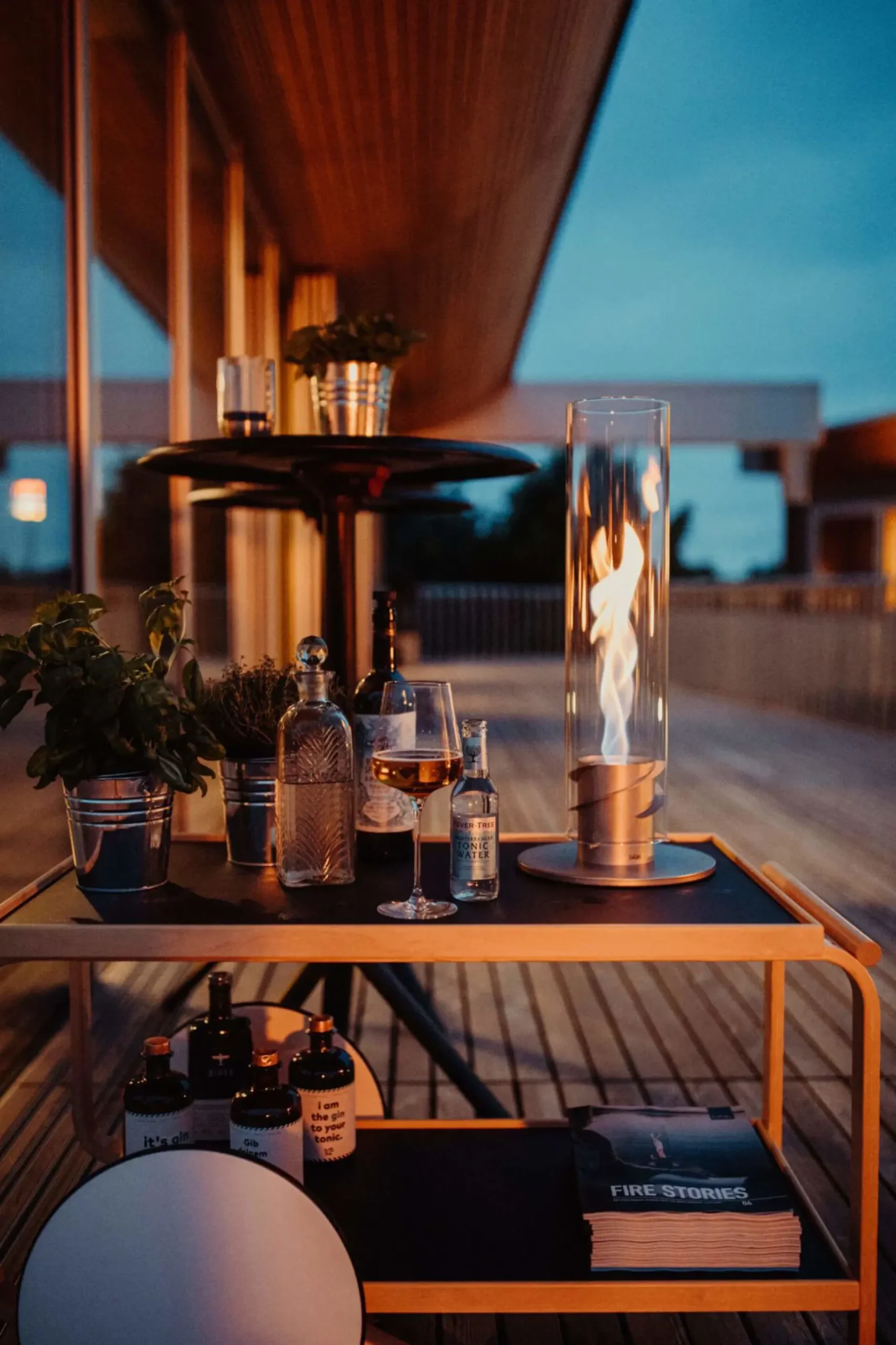 SPIN 90 Tischfeuer grau | Outdoor & Indoor