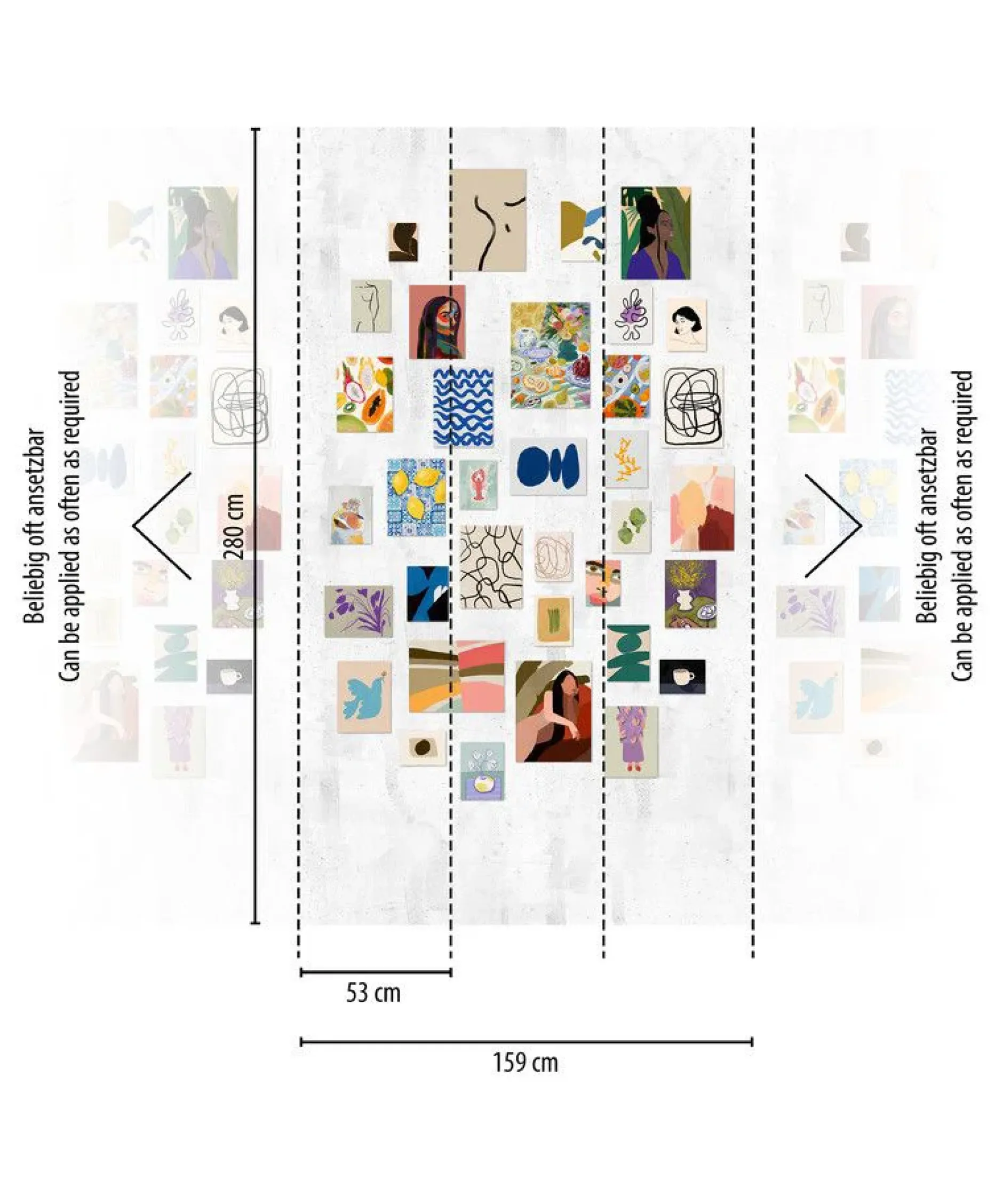 Tapete 'Artful Collage' 159x280cm