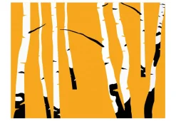 Tapete 'Birches on the orange background'