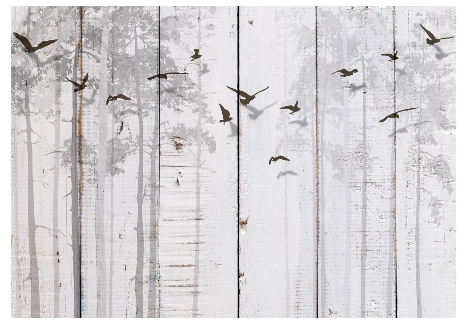 Tapete 'Birds on Boards'