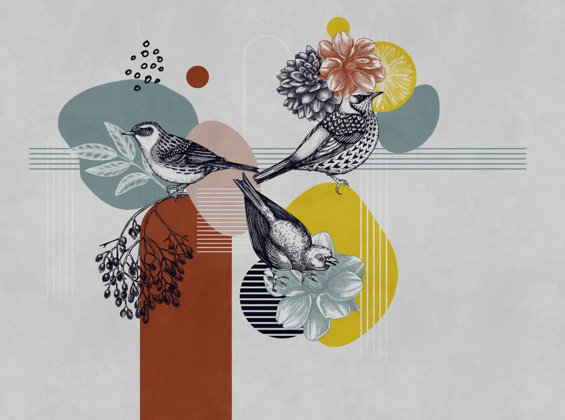 Tapete 'Birdsong Bliss' 371x280cm