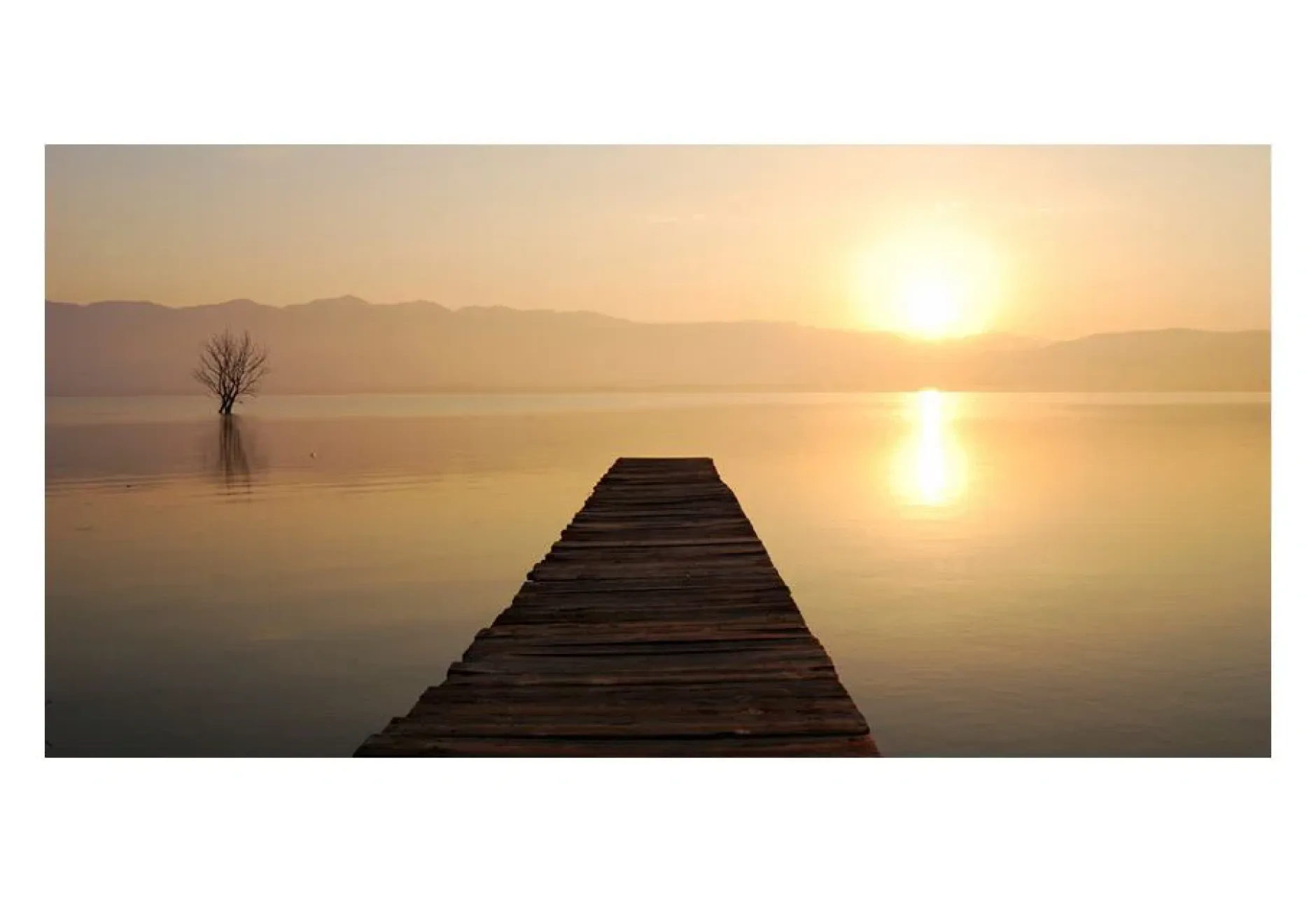 Tapete 'Brücke, See, Sonnenuntergang ...'