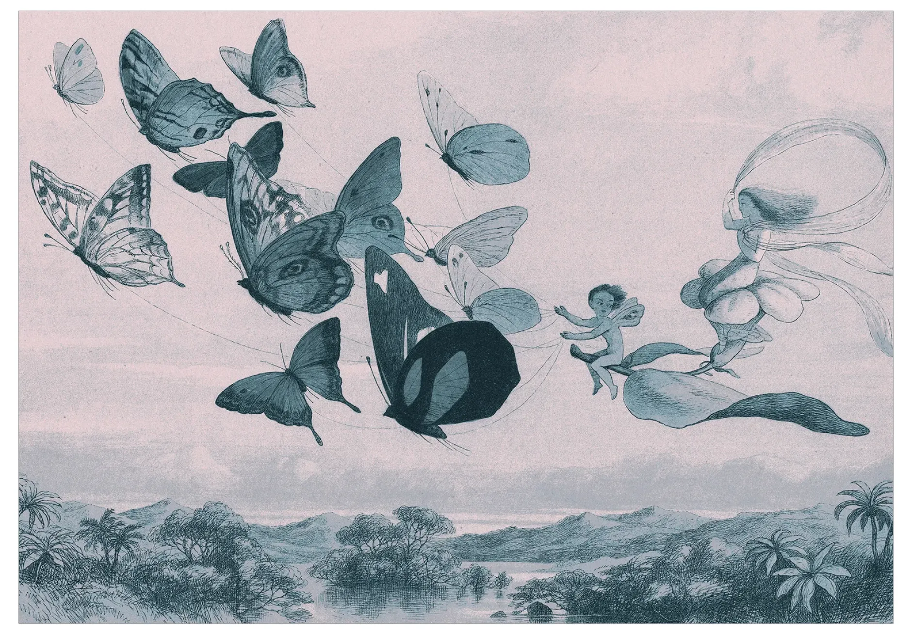 Tapete 'Butterflies and Fairy'