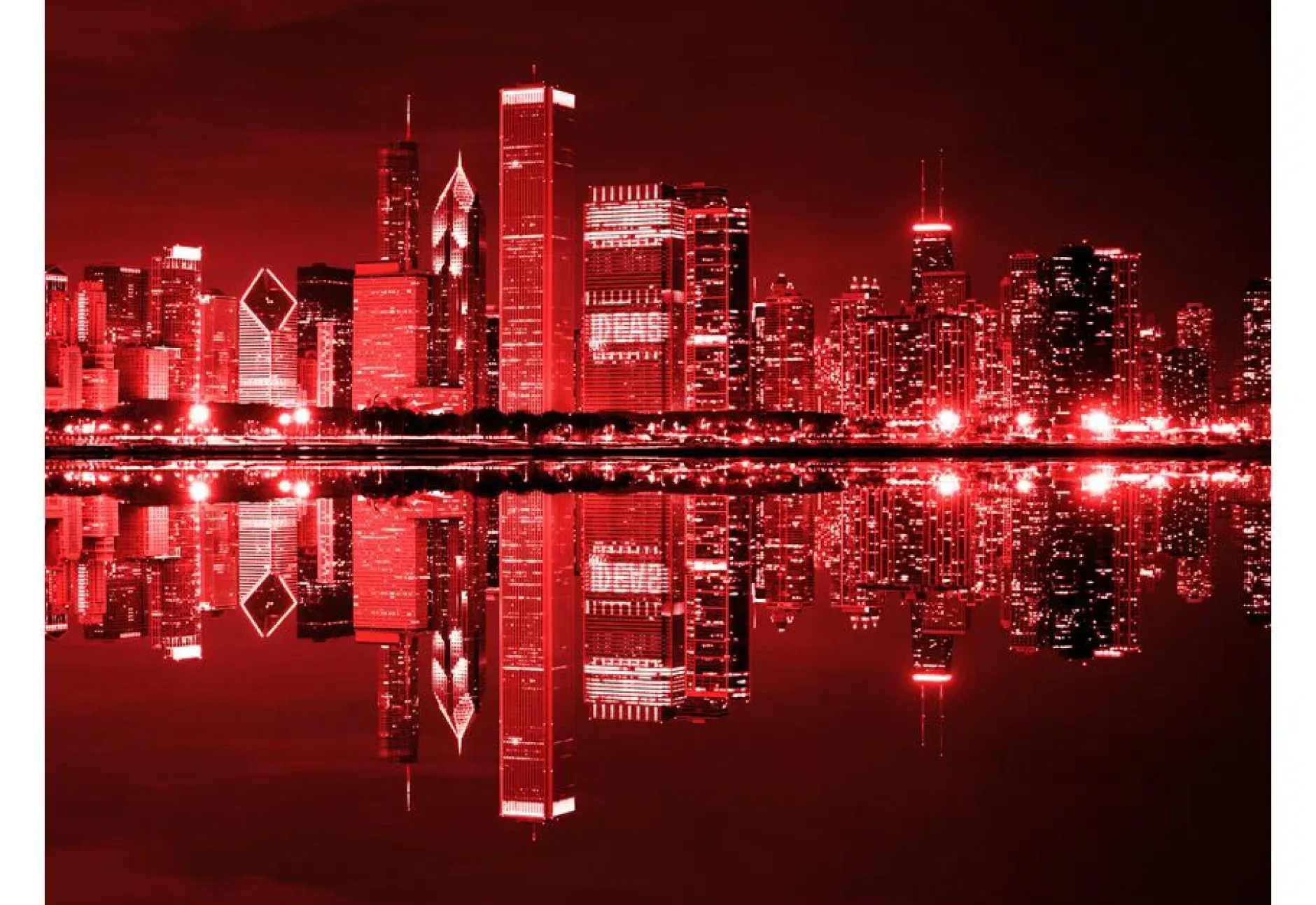 Tapete 'Chicago in dunkelroten Lichtern'