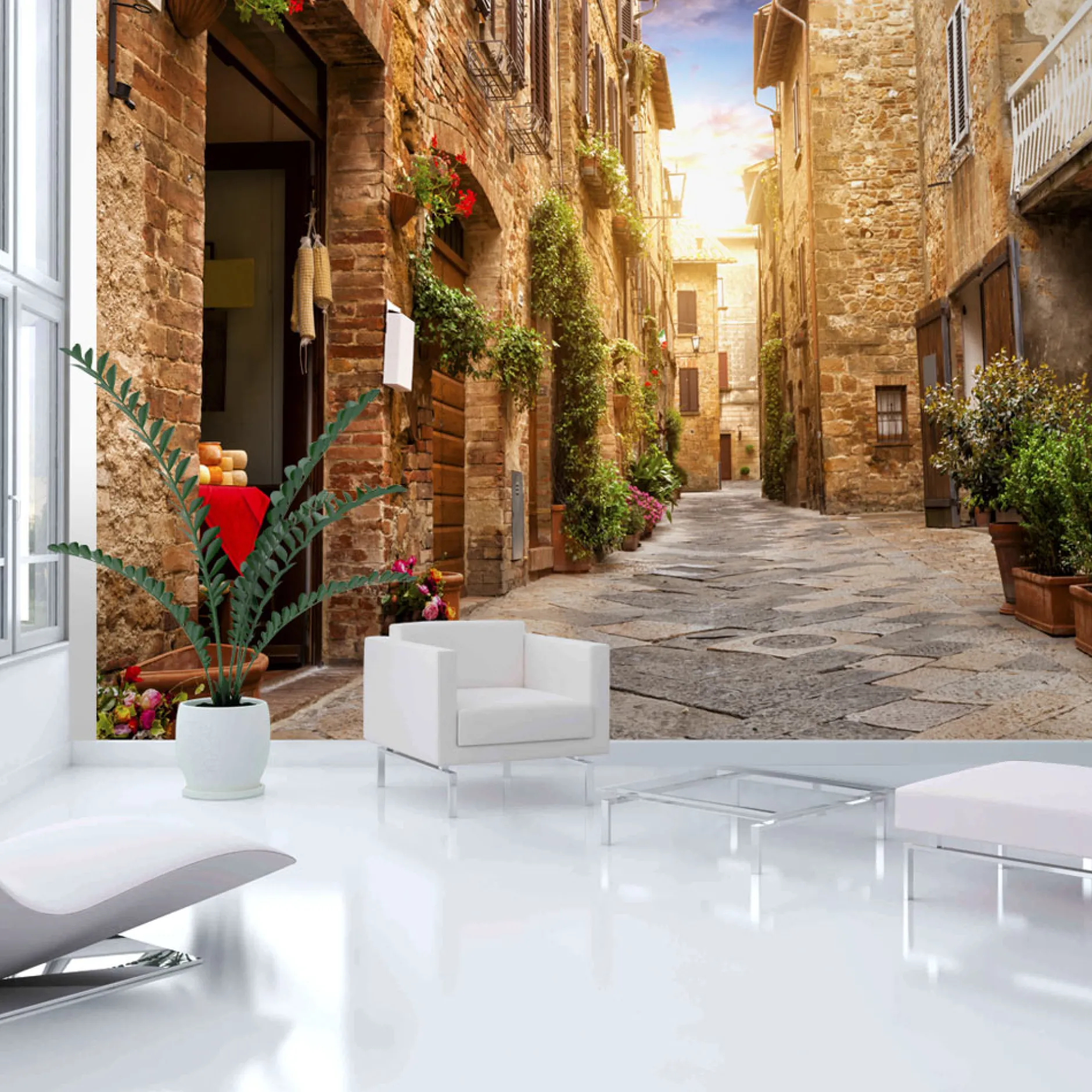 Tapete 'Colourful Street in Tuscany'