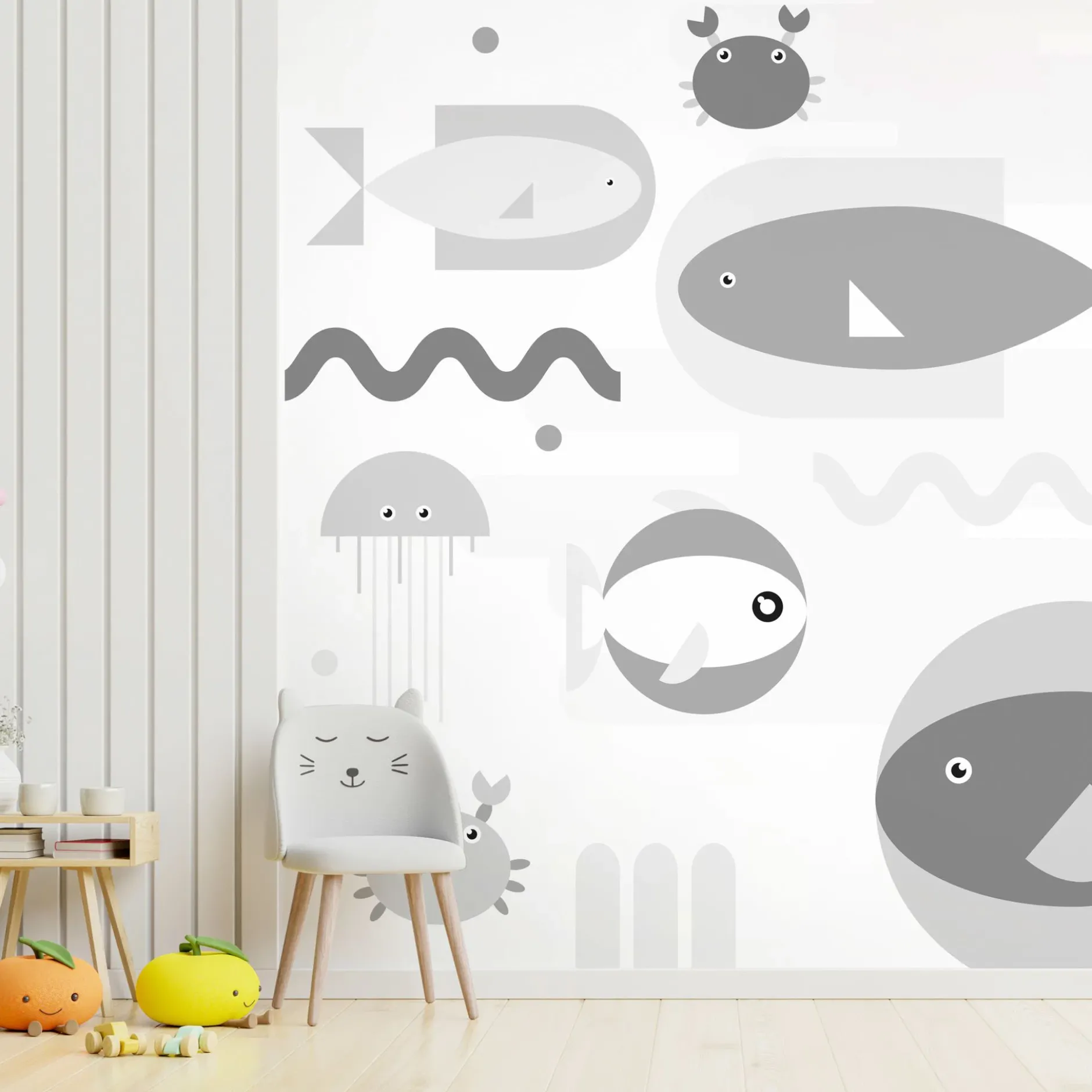 Tapete 'Geometric Fish - Third Variant'