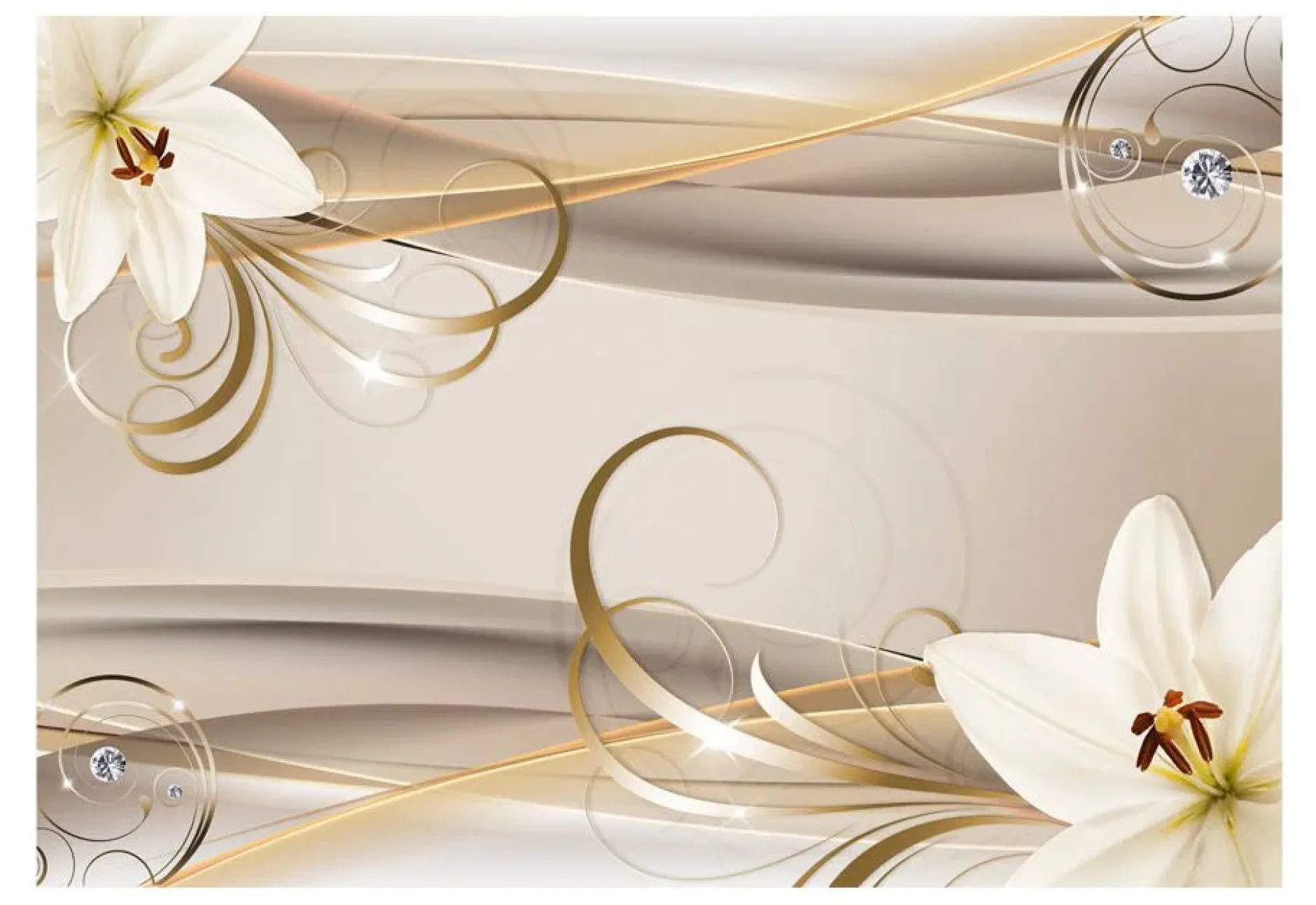 Tapete 'Lilies and The Gold Spirals'