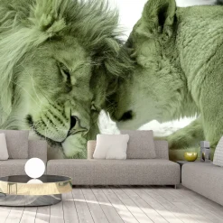 Tapete 'Lion Tenderness (Green)'