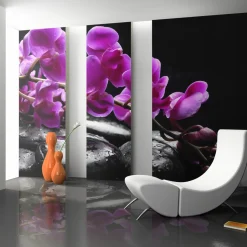 Tapete 'Pure Harmonie: Orchidee und Zen - Steine'