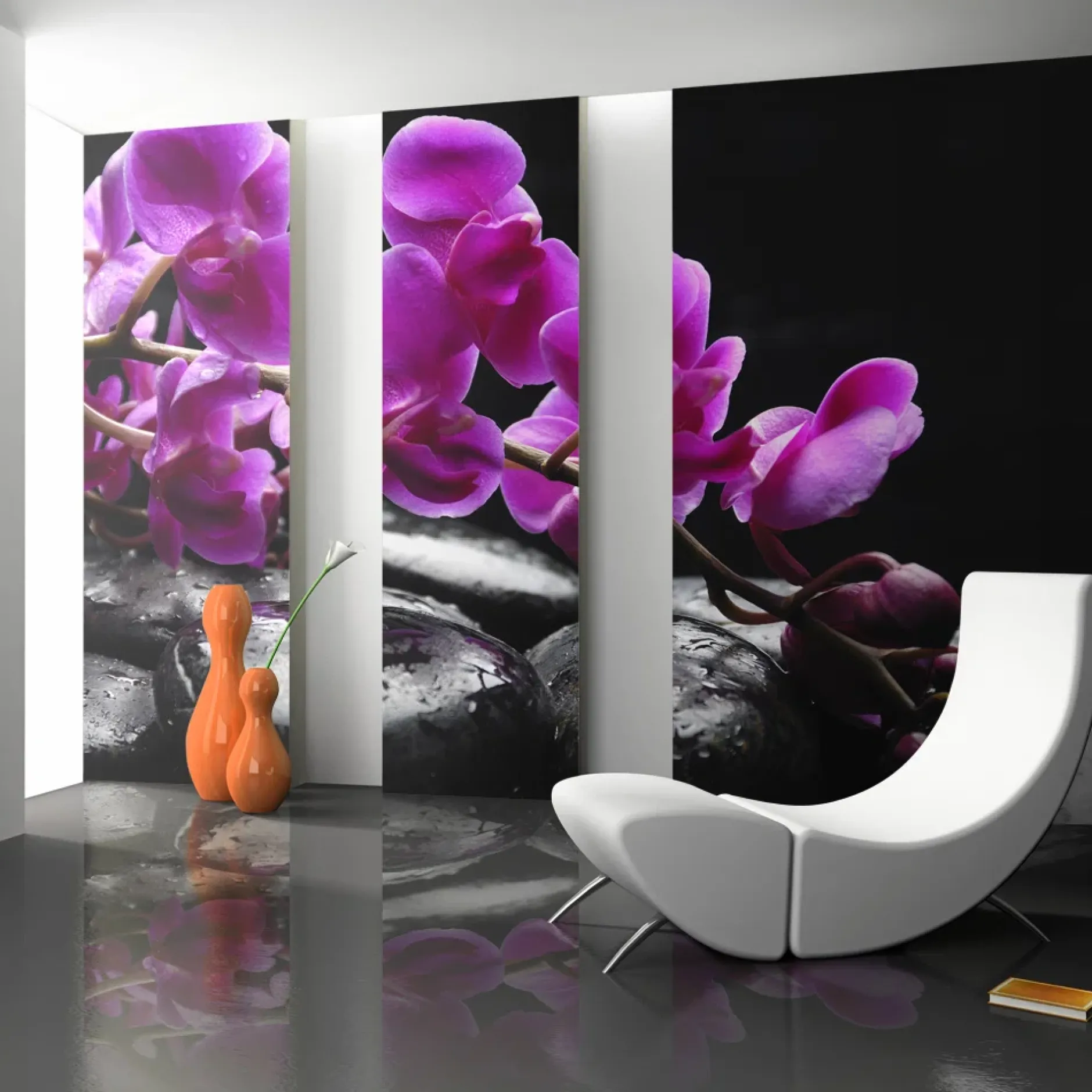 Tapete 'Pure Harmonie: Orchidee und Zen - Steine'