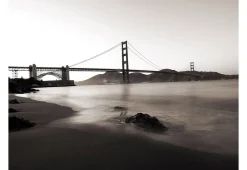 Tapete 'San Francisco: Golden Gate in Schwarz und Weiß'