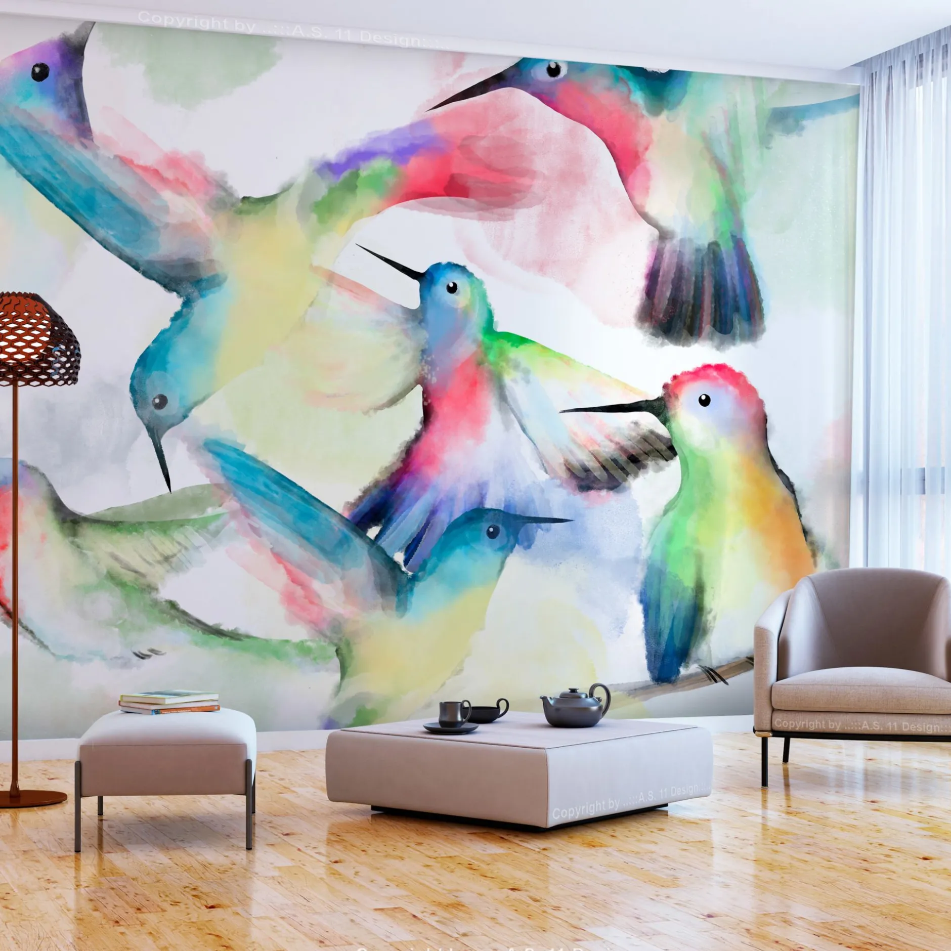 Tapete 'Watercolor Birds'