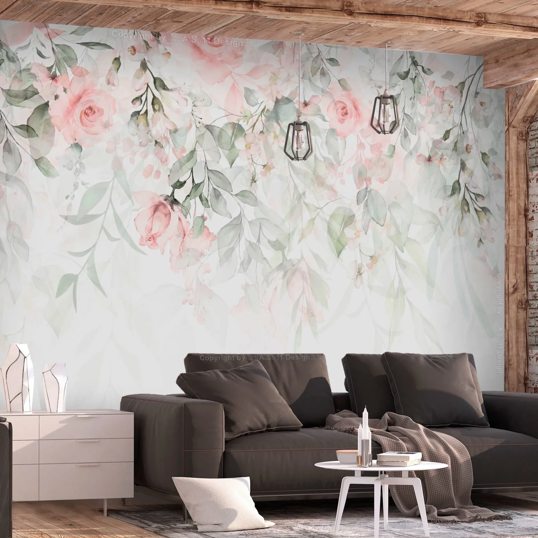 Tapete 'Waterfall of Roses - First Variant'