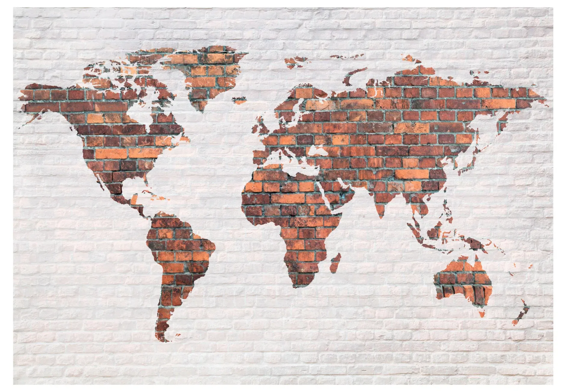 Tapete 'World Map: Brick Wall'
