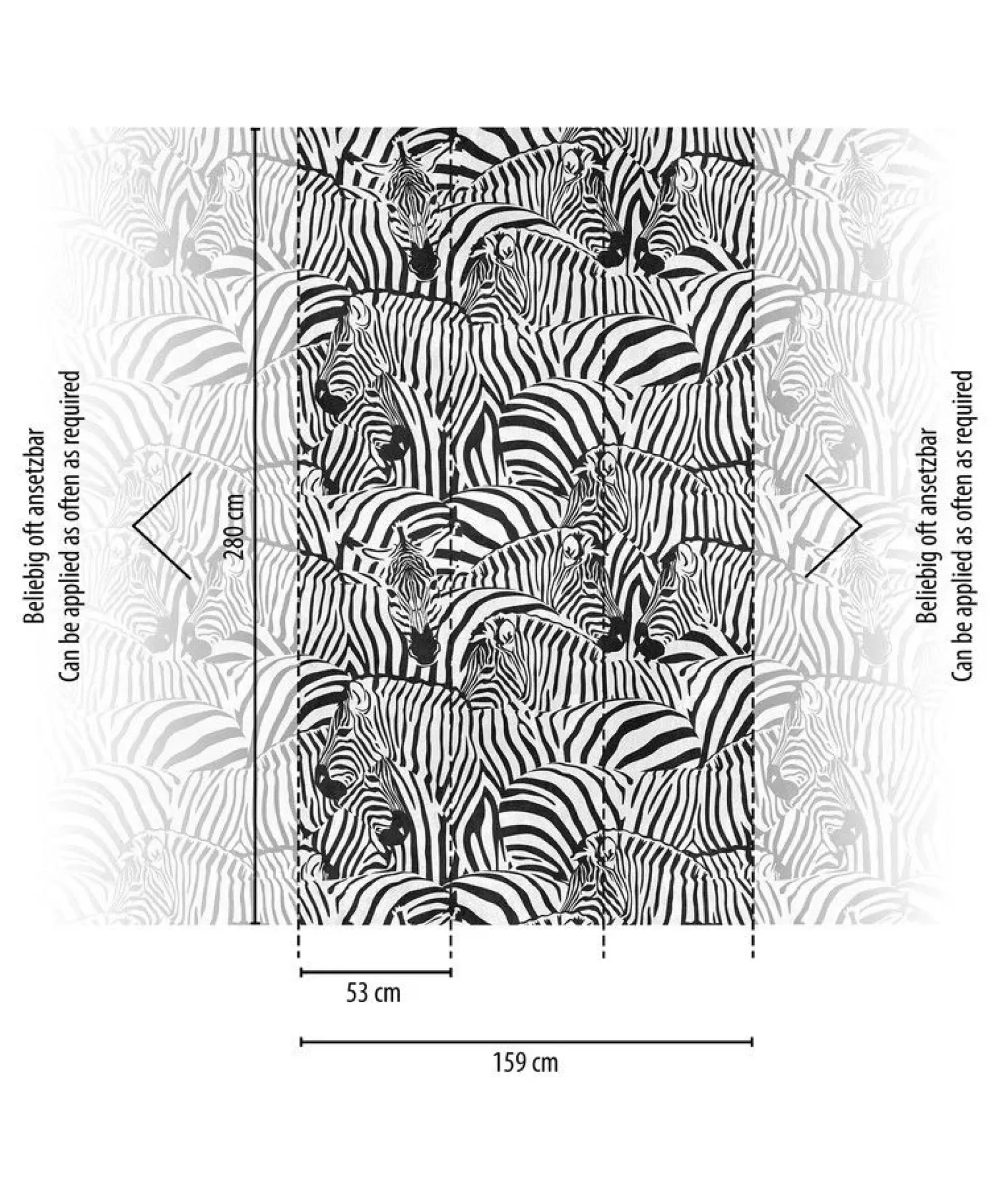 Tapete 'Zebra Parade' 159x280cm