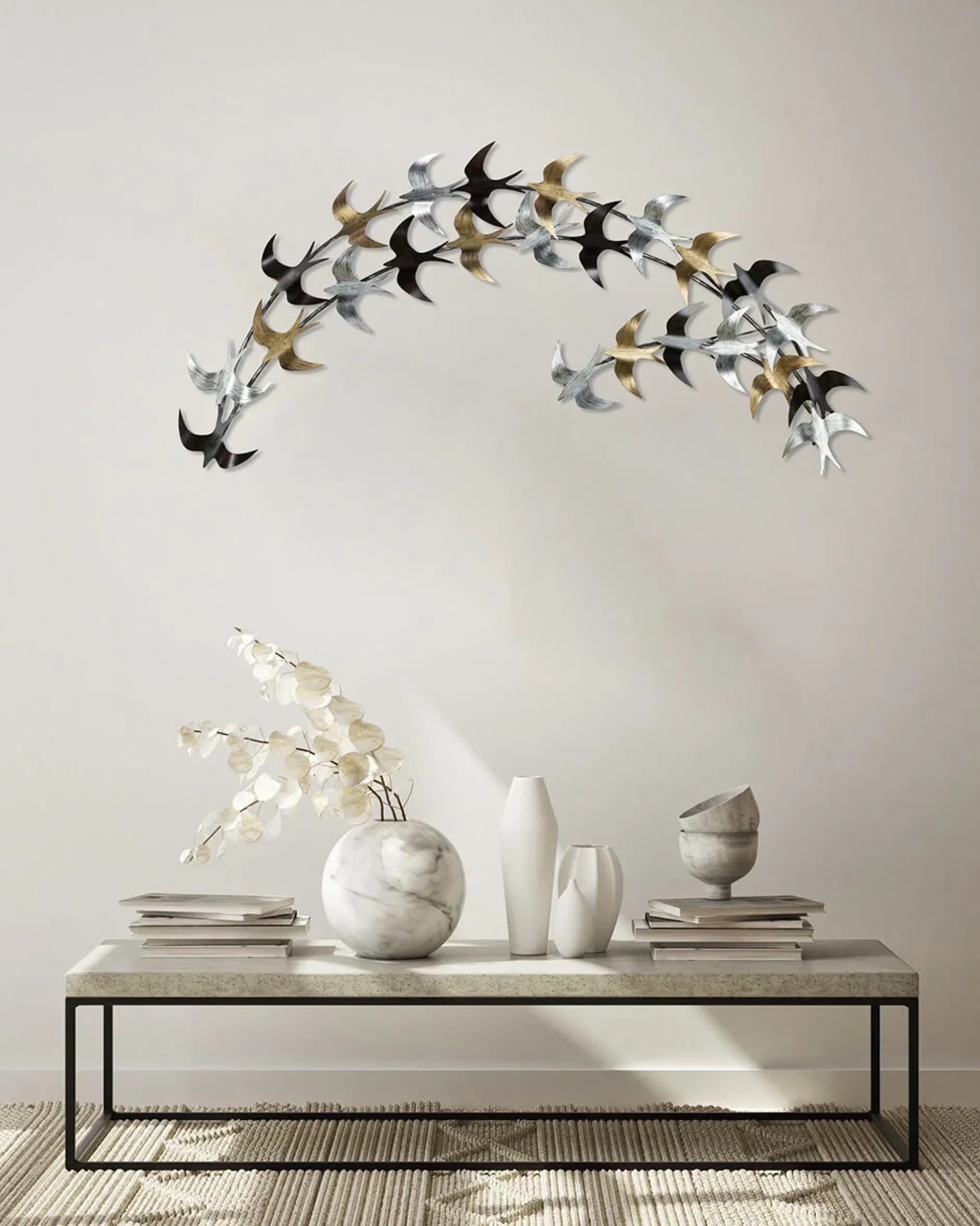 Wanddeko Metall 'Ankunft der Schwalben' 128x60x9cm