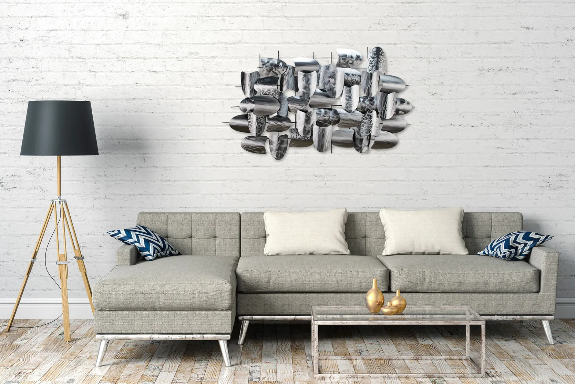 Wanddeko Metall 'Argent Armour' 128x70x8cm