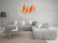 Wanddeko Metall 'Blatttraum in Orange' 117x82x8cm